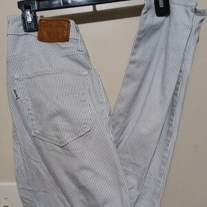 Levis 721 high rise Skinny Striped White and Gray Jeans Woman Size 27